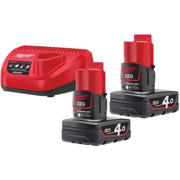 کیت باتری و شارژر ۱۲ ولت 4 آمپر میلواکی مدل M12NRG-402