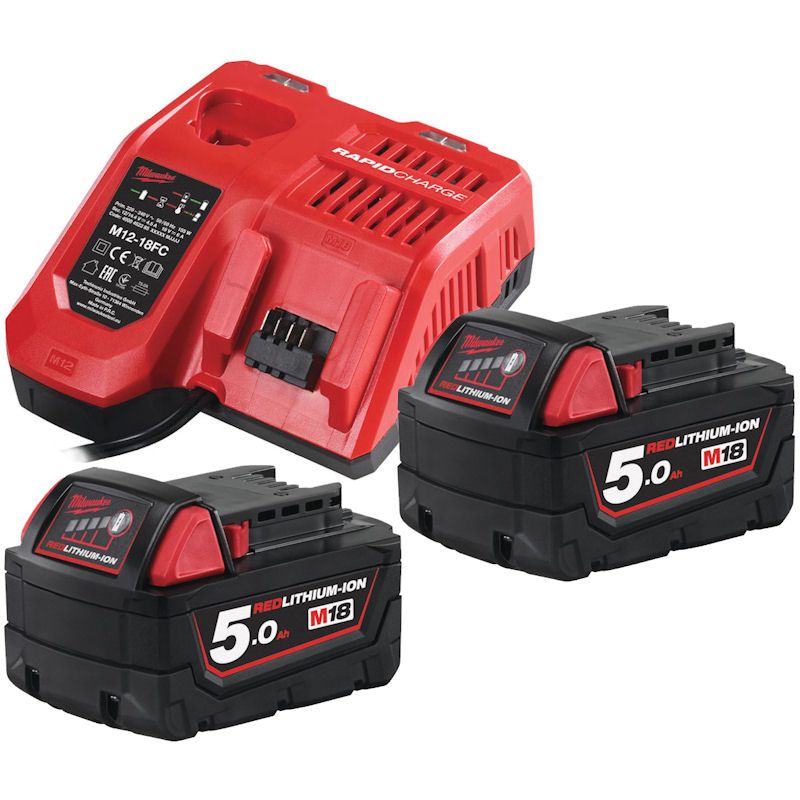 m18nrg_502_3 کیت باتری و شارژر ۱۸ ولت ۵ آمپر میلواکی مدل M۱۸NRG-۵۰۲
