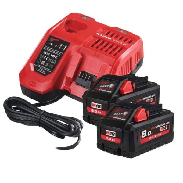 کیت باتری و شارژر ۱۸ ولت ۸ آمپر میلواکی مدل M18HNRG-802