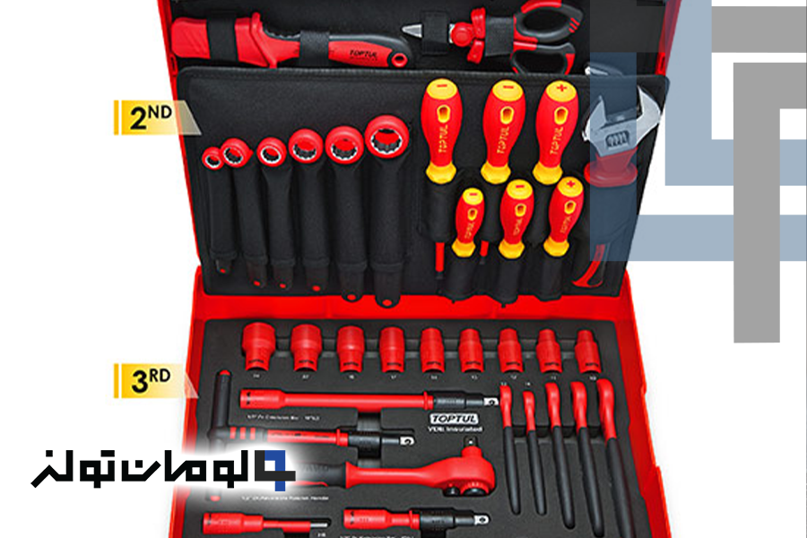 lomantools cover جعبه ابزار سامسونتی قرمز 42 پارچه TOPTUL مدل GCZ-042A
